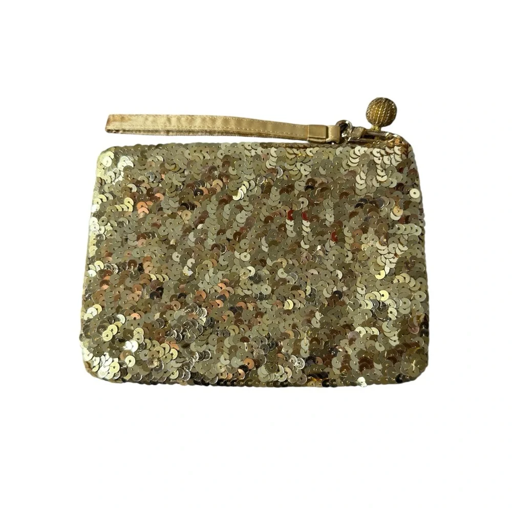 Indeed Gold Sequin Wristlet‎ Small